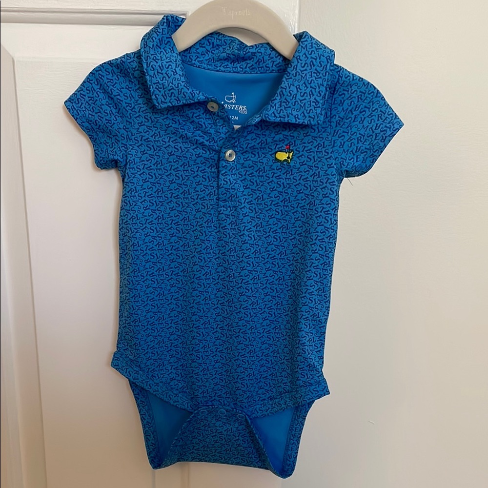 Masters Kids Blue Logo Onesie - Size 6 Months to 12 Month